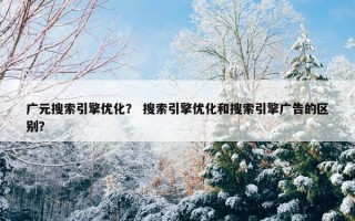 广元搜索引擎优化？ 搜索引擎优化和搜索引擎广告的区别？
