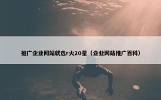 推广企业网站就选r火20星（企业网站推广百科）