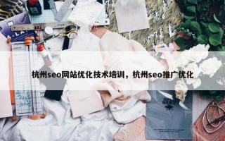 杭州seo网站优化技术培训，杭州seo推广优化