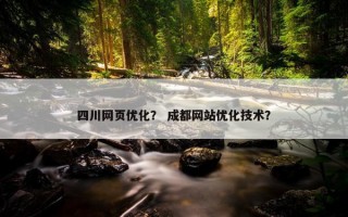 四川网页优化？ 成都网站优化技术？