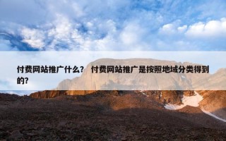 付费网站推广什么？ 付费网站推广是按照地域分类得到的？