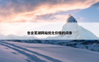 包含芜湖网站优化价格的词条