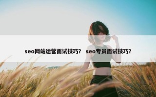 seo网站运营面试技巧？ seo专员面试技巧？
