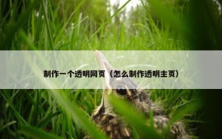 制作一个透明网页（怎么制作透明主页）