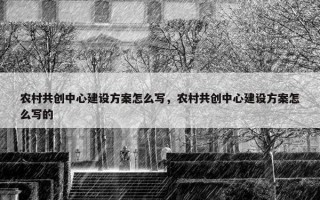 农村共创中心建设方案怎么写，农村共创中心建设方案怎么写的