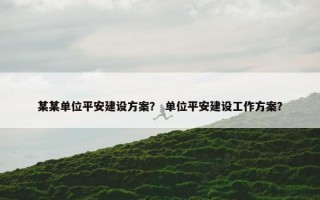 某某单位平安建设方案？ 单位平安建设工作方案？