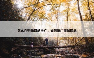 怎么在购物网站推广，如何推广商城网站