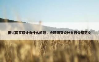 面试网页设计有什么问题，应聘网页设计自我介绍范文