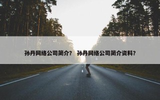 孙丹网络公司简介？ 孙丹网络公司简介资料？