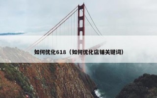 如何优化618（如何优化店铺关键词）
