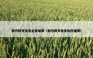 制作网页背景全屏铺满（制作网页背景如何铺满）