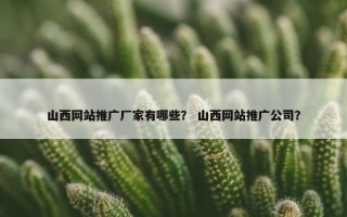 山西网站推广厂家有哪些？ 山西网站推广公司？