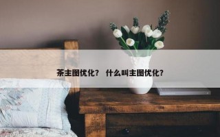 茶主图优化？ 什么叫主图优化？