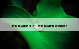 应用商店排名优化？ 应用商店优化包含哪些？