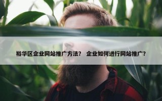 裕华区企业网站推广方法？ 企业如何进行网站推广？