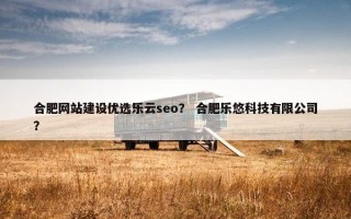 合肥网站建设优选乐云seo？ 合肥乐悠科技有限公司？