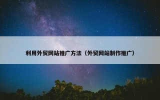 利用外贸网站推广方法（外贸网站制作推广）