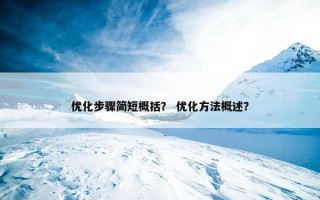 优化步骤简短概括？ 优化方法概述？
