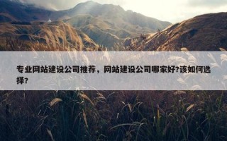 专业网站建设公司推荐，网站建设公司哪家好?该如何选择?