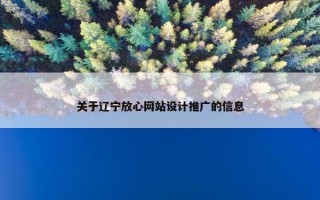 关于辽宁放心网站设计推广的信息