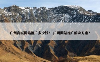 广州商城网站推广多少钱？ 广州网站推广解决方案？