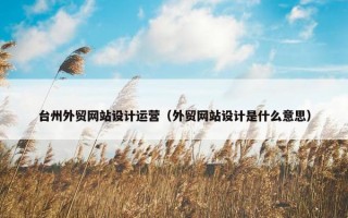 台州外贸网站设计运营（外贸网站设计是什么意思）
