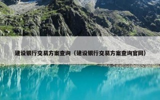 建设银行交易方案查询（建设银行交易方案查询官网）