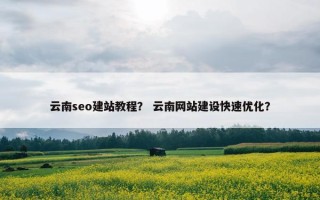 云南seo建站教程？ 云南网站建设快速优化？