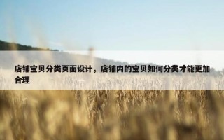 店铺宝贝分类页面设计，店铺内的宝贝如何分类才能更加合理