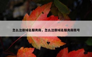怎么注册域名服务商，怎么注册域名服务商账号