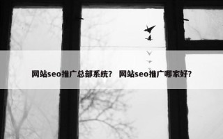 网站seo推广总部系统？ 网站seo推广哪家好？