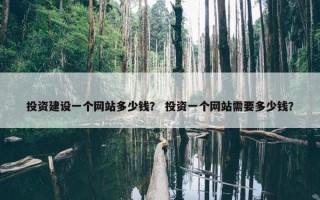 投资建设一个网站多少钱？ 投资一个网站需要多少钱？