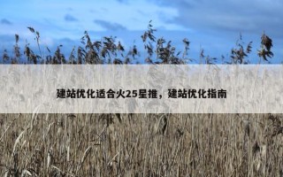 建站优化适合火25星推，建站优化指南