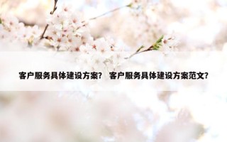 客户服务具体建设方案？ 客户服务具体建设方案范文？