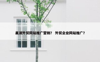巢湖外贸网站推广营销？ 外贸企业网站推广？