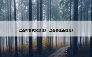 江西排名优化价值？ 江西要全面优化？