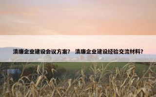 清廉企业建设会议方案？ 清廉企业建设经验交流材料？