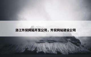 洛江外贸网站开发公司，外贸网站建设公司