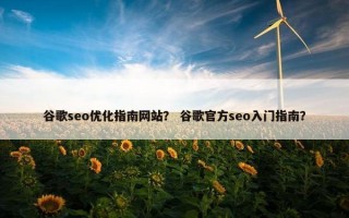 谷歌seo优化指南网站？ 谷歌官方seo入门指南？