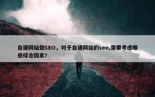 自建网站做SEO，对于自建网站的seo,需要考虑哪些综合因素?