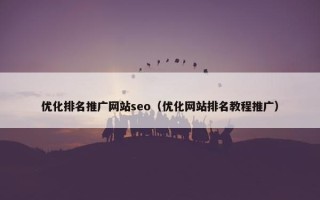 优化排名推广网站seo（优化网站排名教程推广）