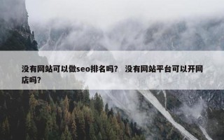 没有网站可以做seo排名吗？ 没有网站平台可以开网店吗？