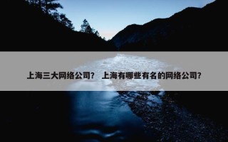 上海三大网络公司？ 上海有哪些有名的网络公司？