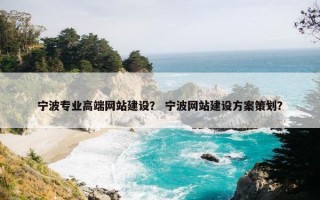 宁波专业高端网站建设？ 宁波网站建设方案策划？