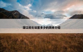 潜江优化设置多少的简单介绍