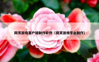 网页游戏客户端制作软件（网页游戏平台制作）