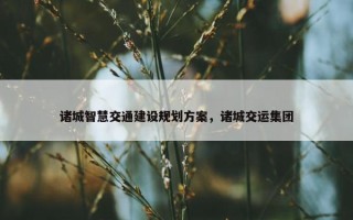 诸城智慧交通建设规划方案，诸城交运集团