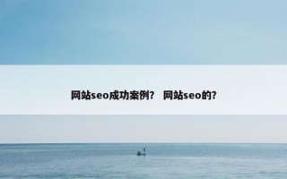 网站seo成功案例？ 网站seo的？