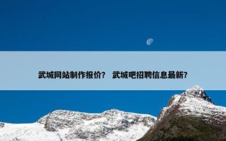 武城网站制作报价？ 武城吧招聘信息最新？