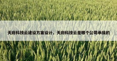 天府科技云建设方案设计，天府科技云是哪个公司承接的